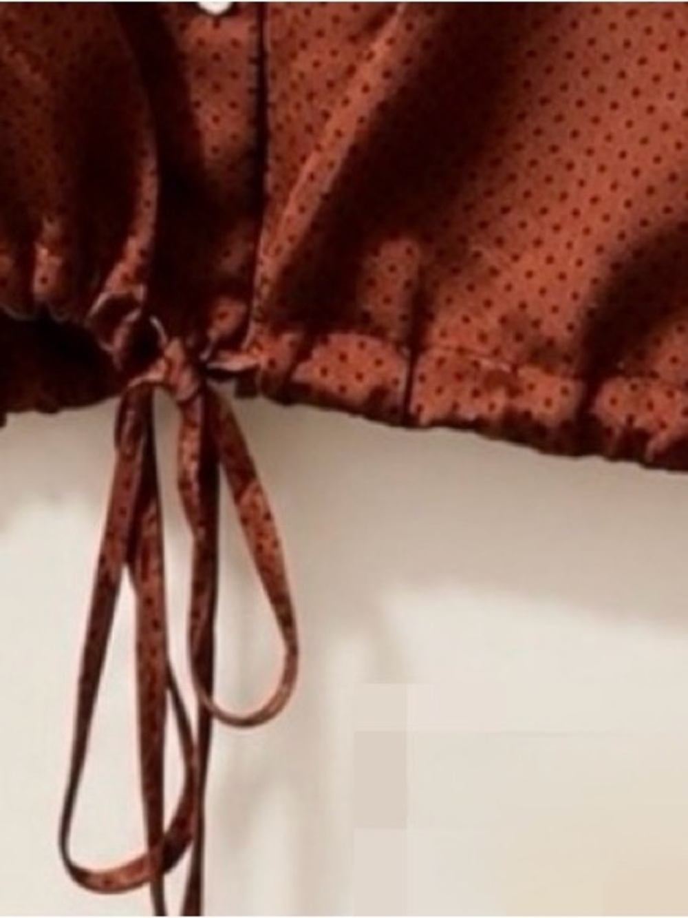 Black Tape Rust Polka Dot Tie Hem Blouse XL - Picture 4 of 4